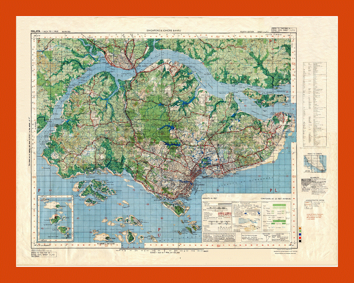 Topographical map of Singapore - 1945