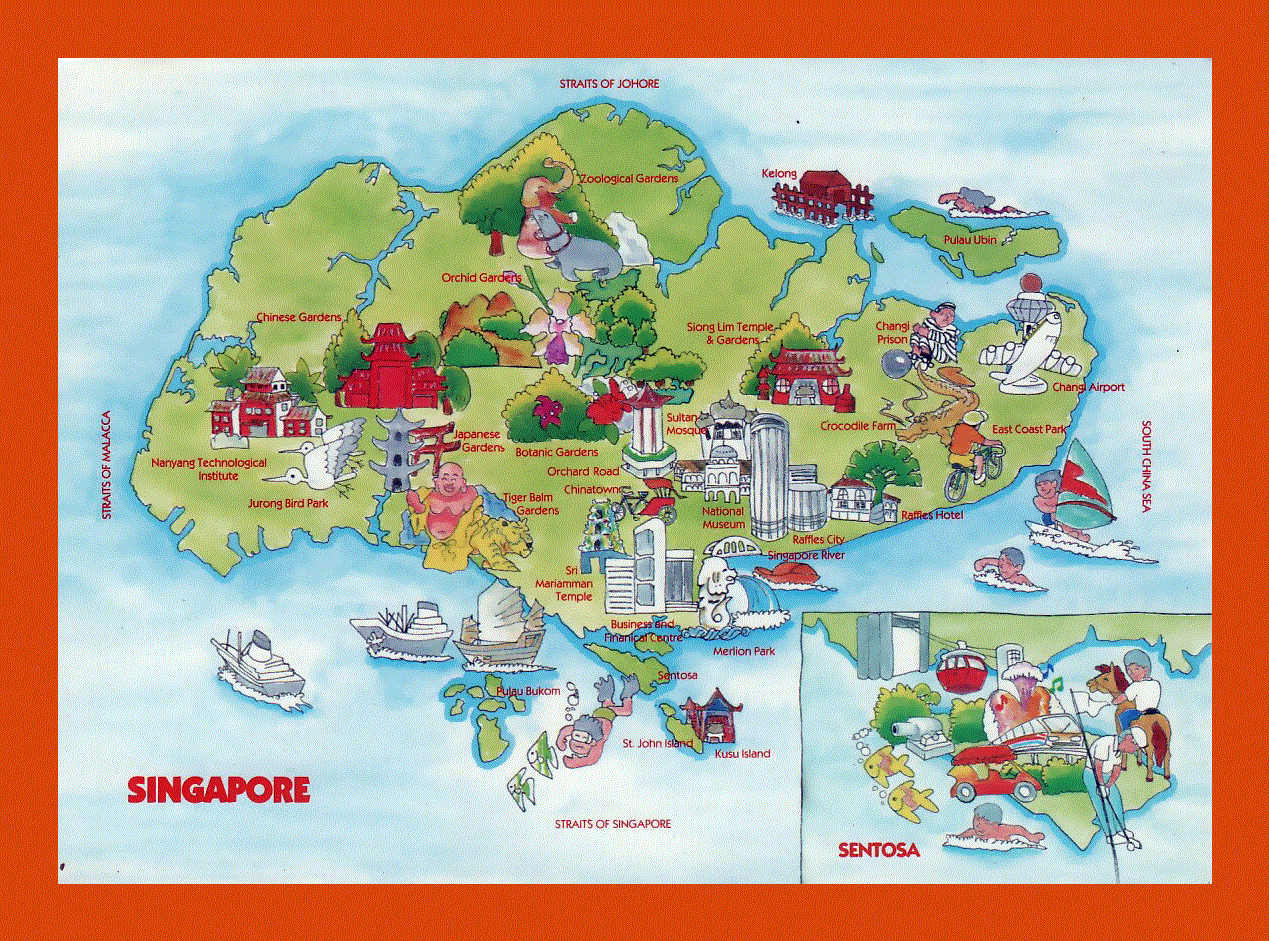 Travel Illustrated Map Of Singapore Maps Of Singapore Maps Of Asia Gif Map Maps Of The World In Gif Format Maps Of The Whole World