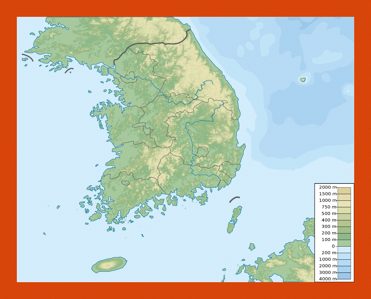 Elevation map of South Korea