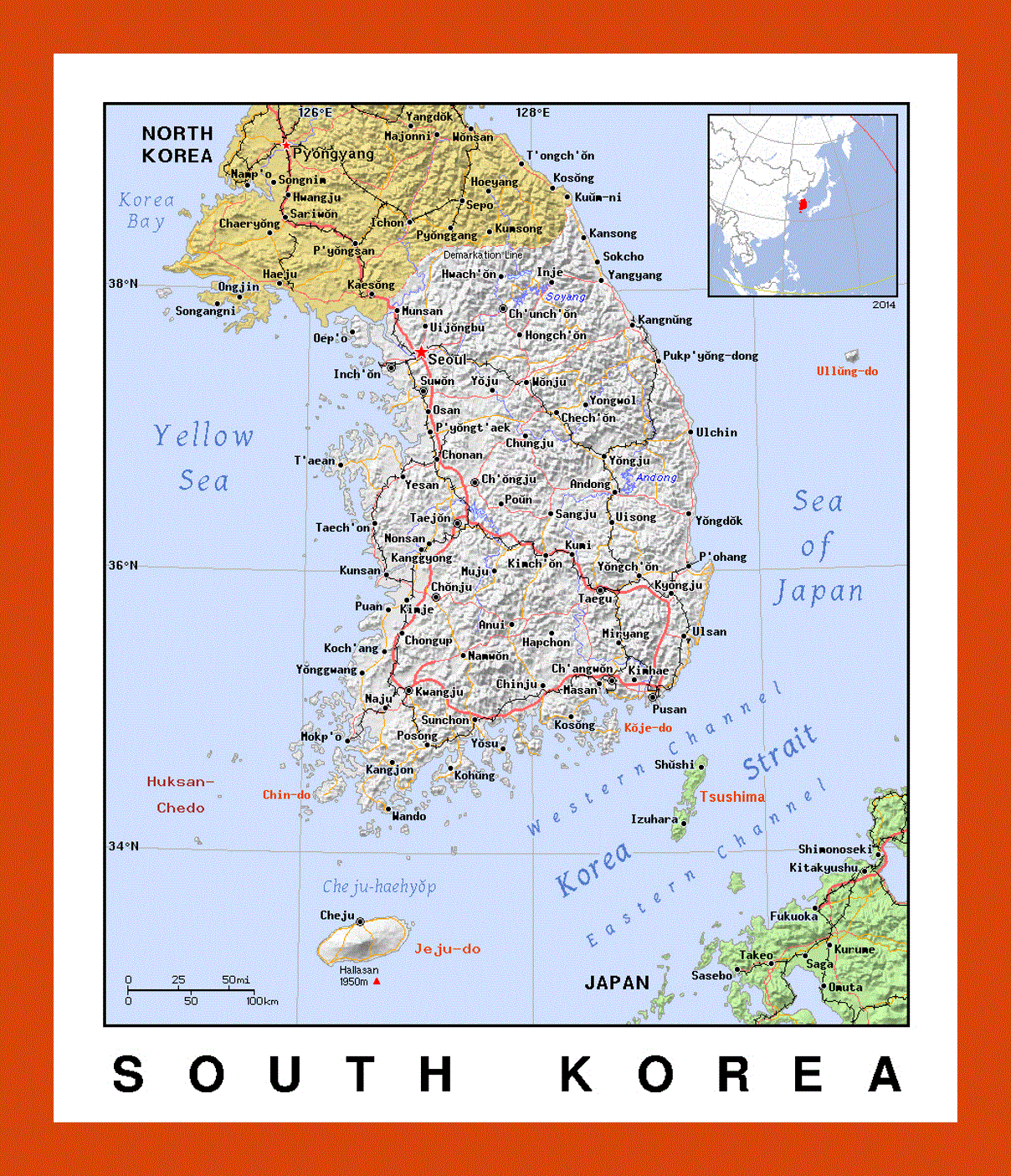 Political map of South Korea