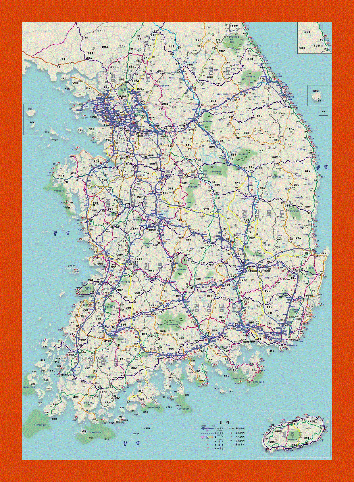 Road map of South Korea