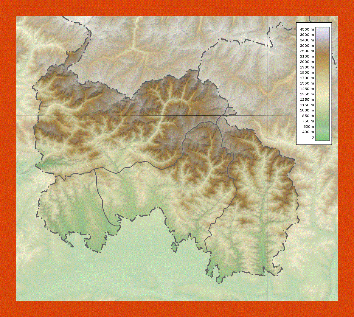 Physical map of South Ossetia