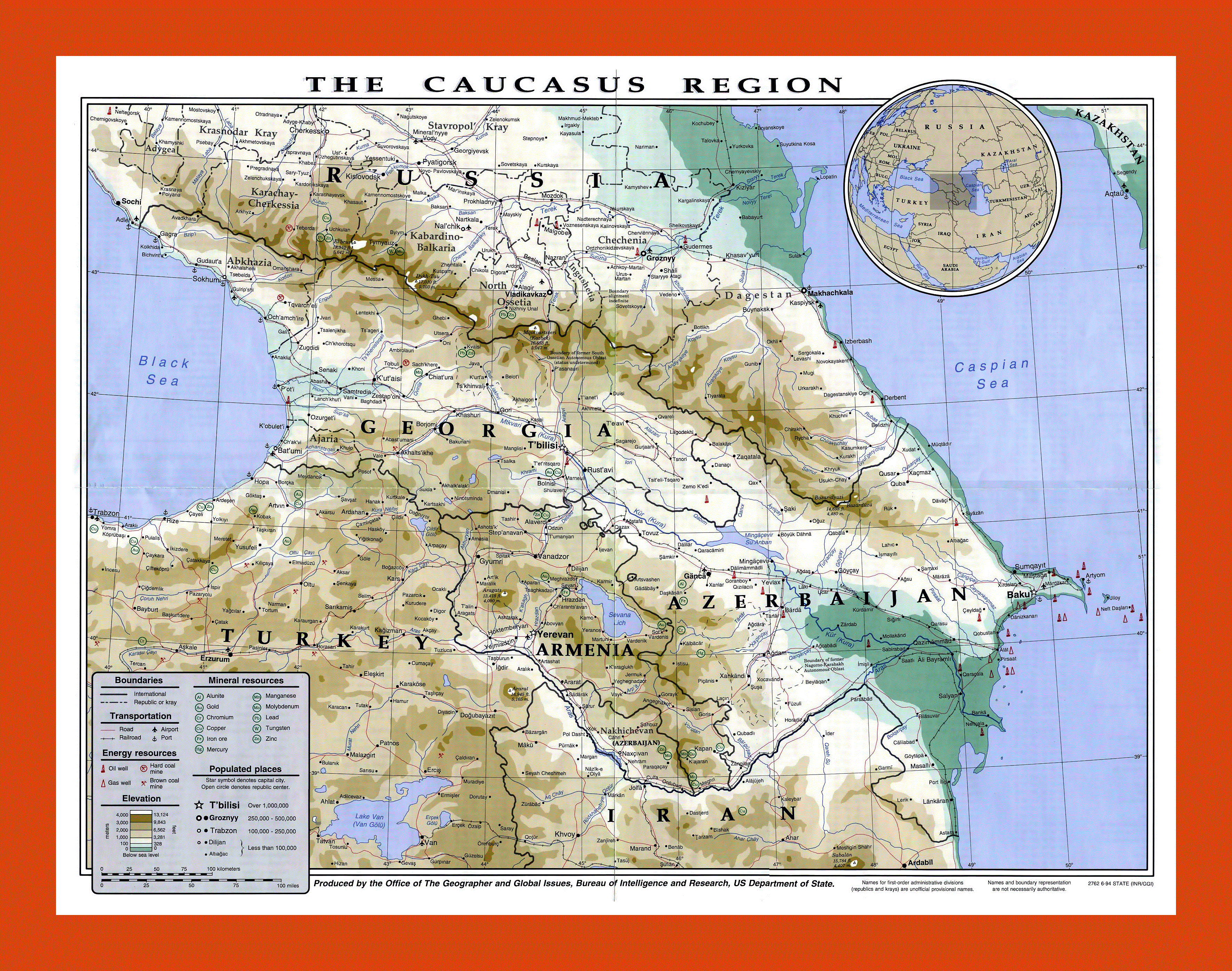 Политическая карта мира кавказ