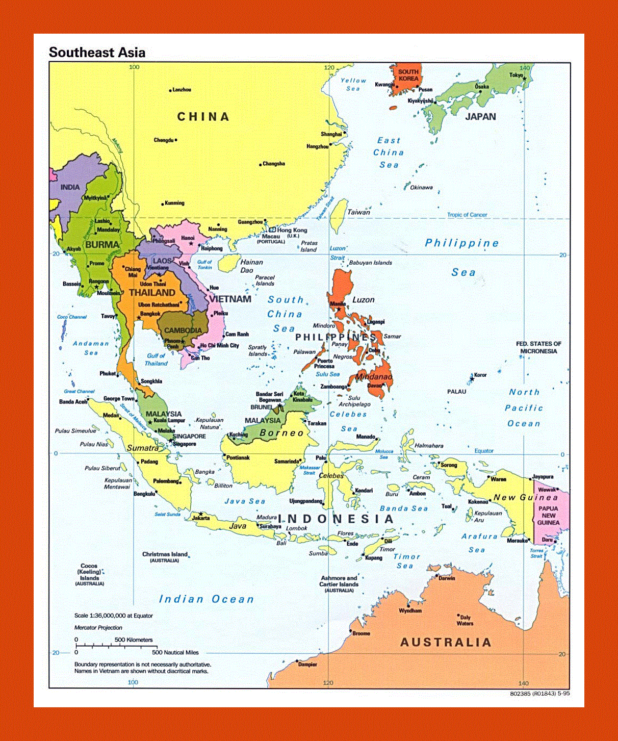 Political map of Southeast Asia - 1995