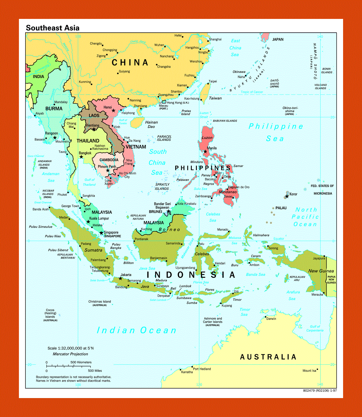 Political map of Southeast Asia - 1997