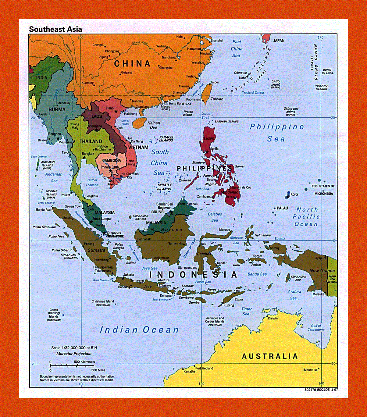 Political map of Southeast Asia - 1997