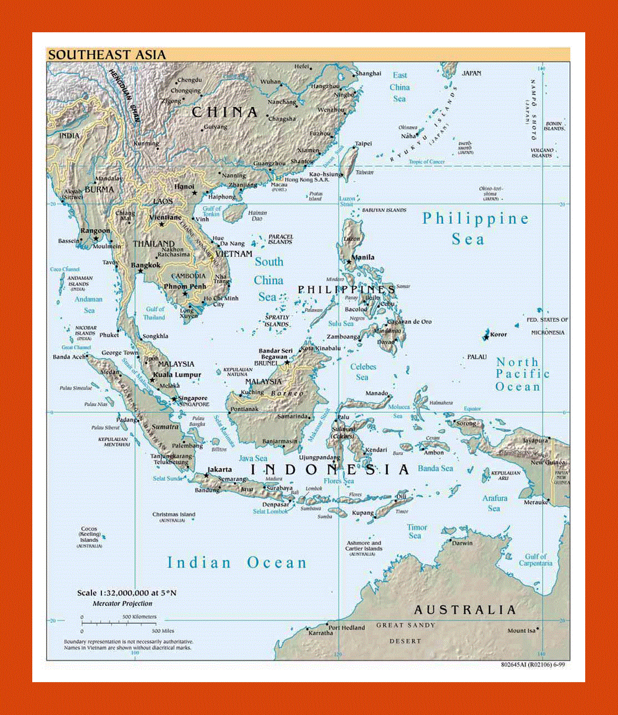 Political map of Southeast Asia - 1999
