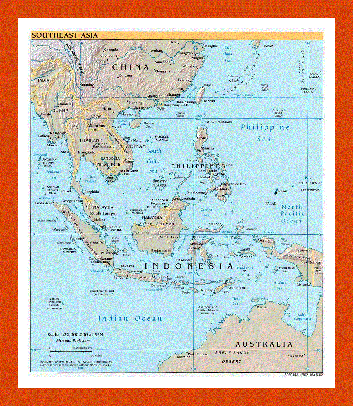 Political map of Southeast Asia - 2002