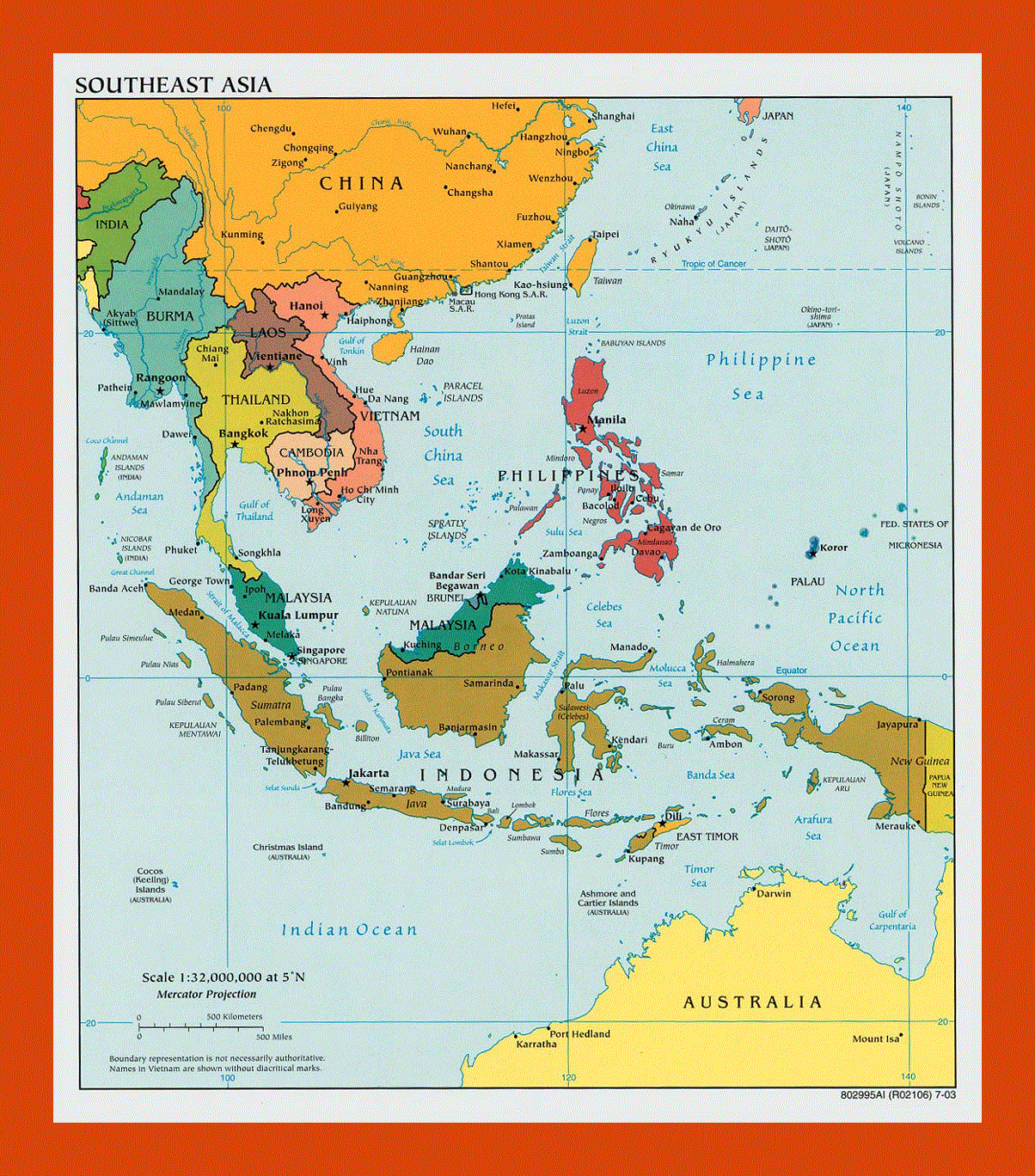 Political map of Southeast Asia - 2003