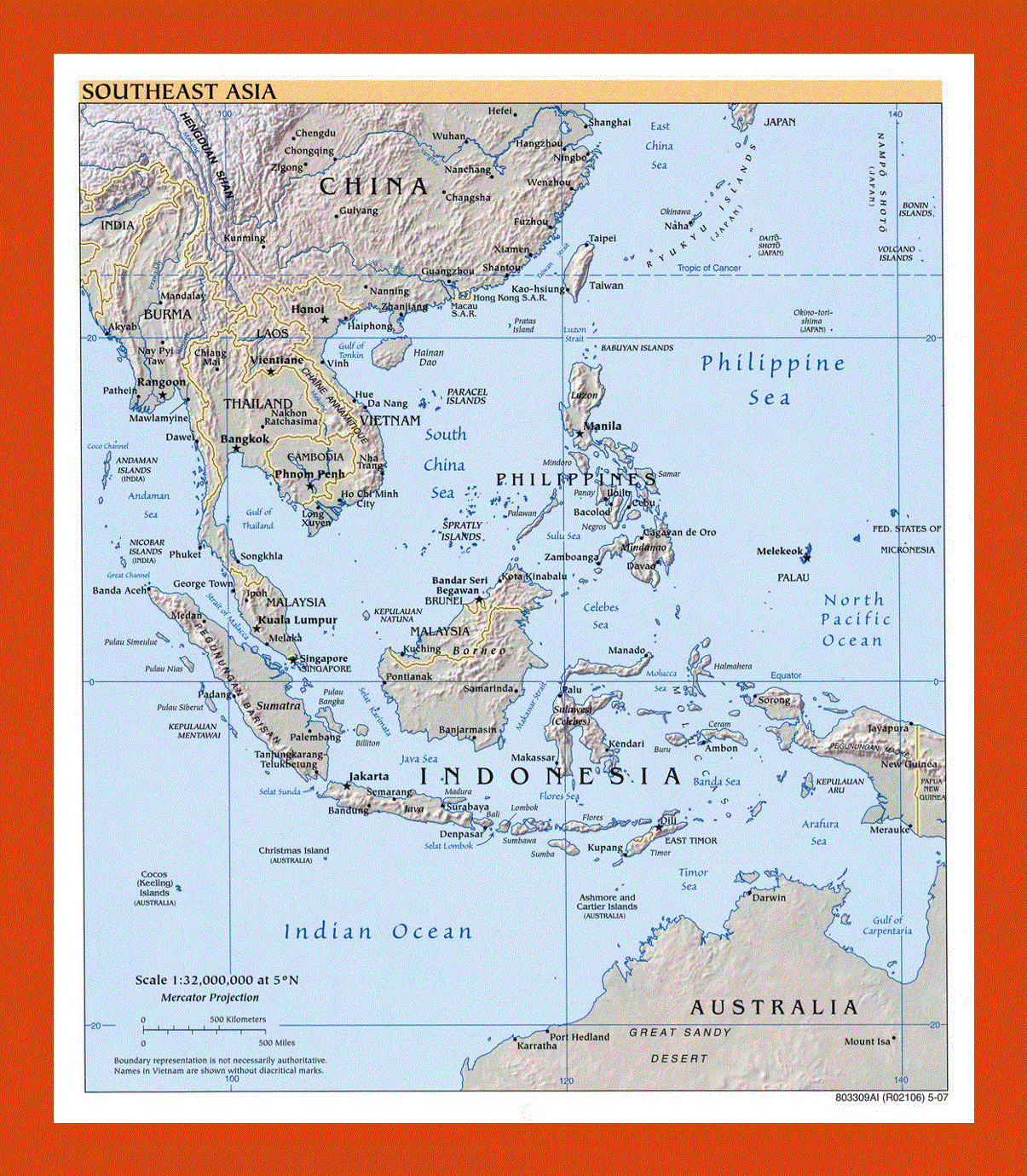 Political map of Southeast Asia - 2007