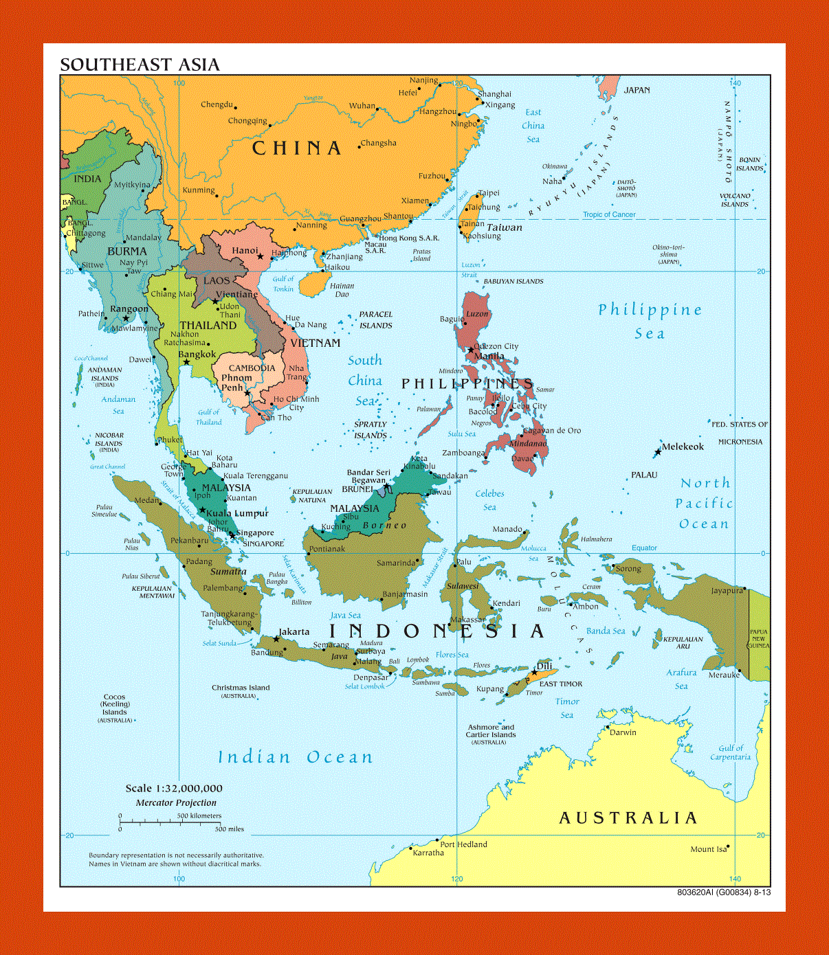 Political map of Southeast Asia - 2013