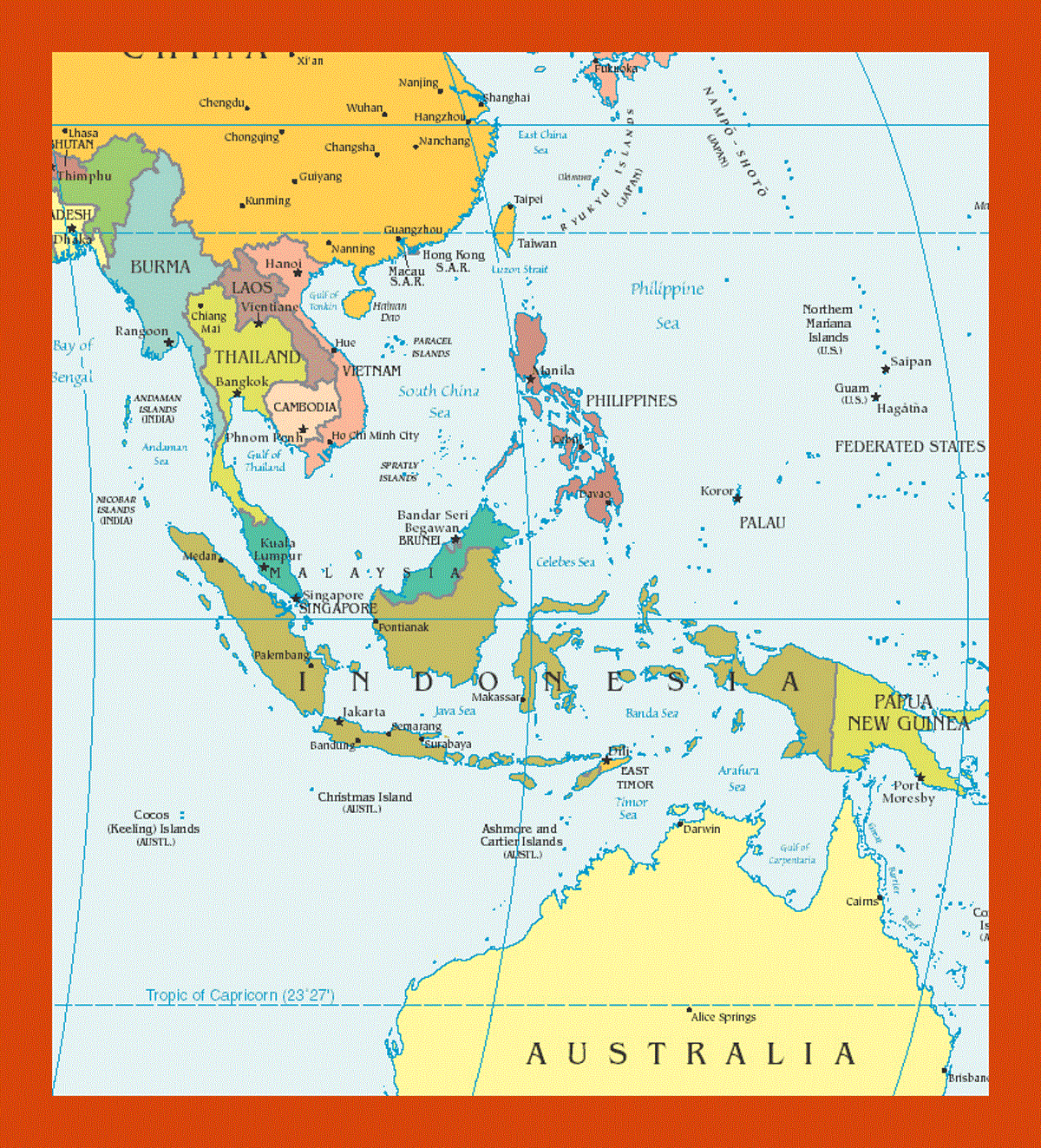 Political map of Southeast Asia