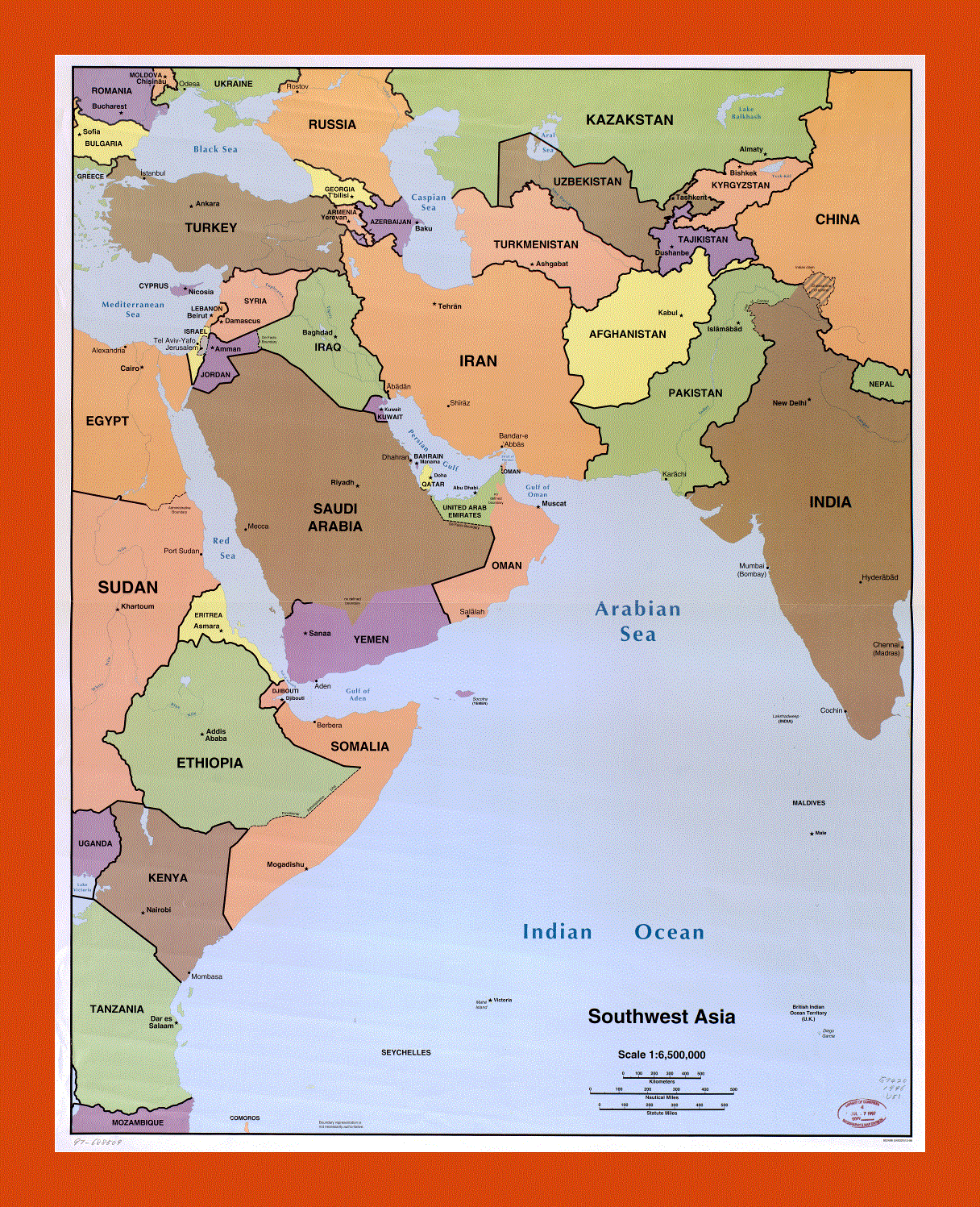 Political map of Southwest Asia- 1996
