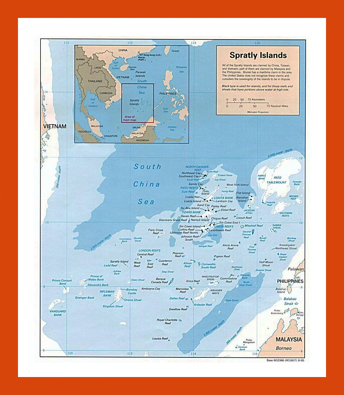 Political map of Spratly Islands - 1995