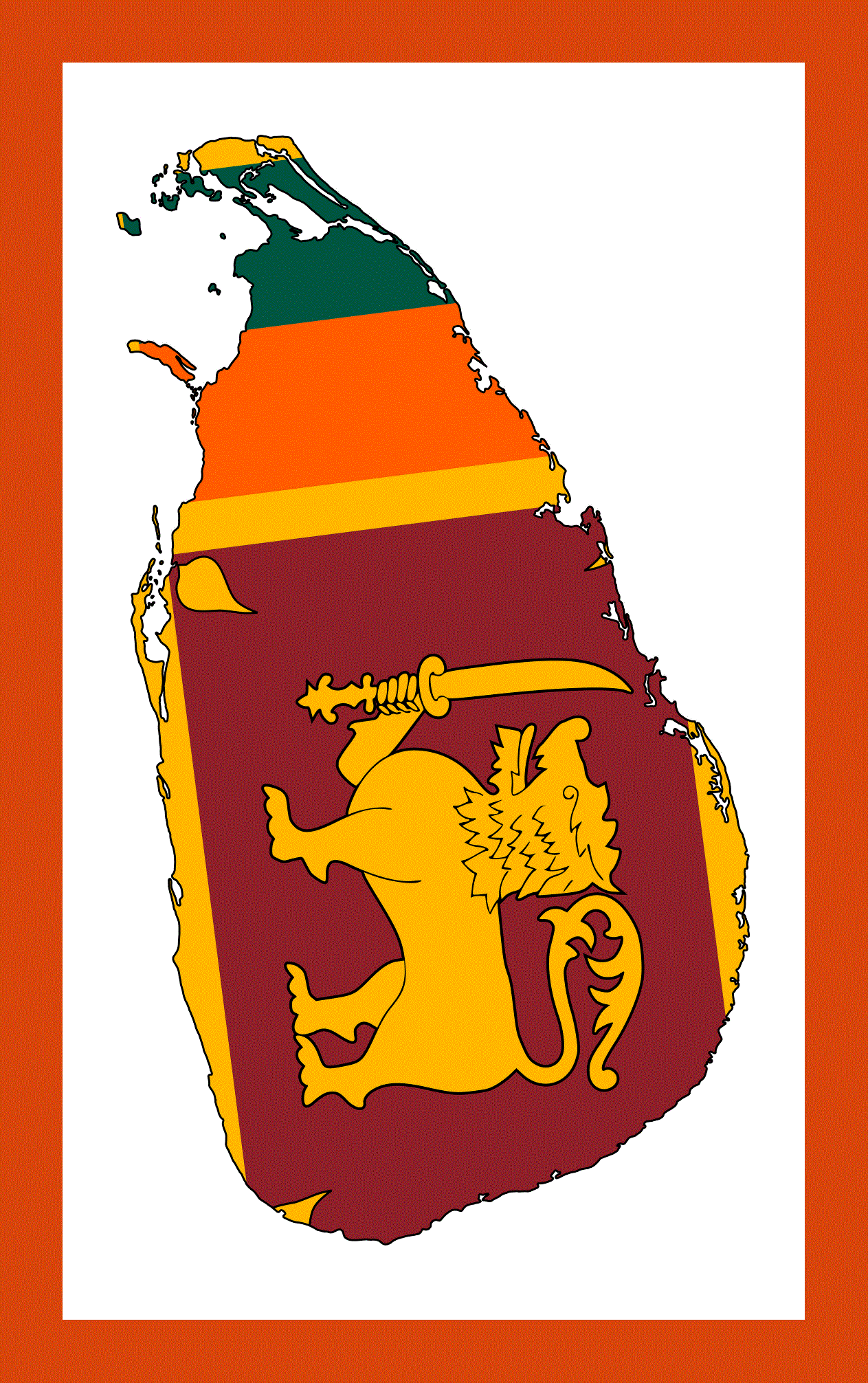 Flag map of Sri Lanka