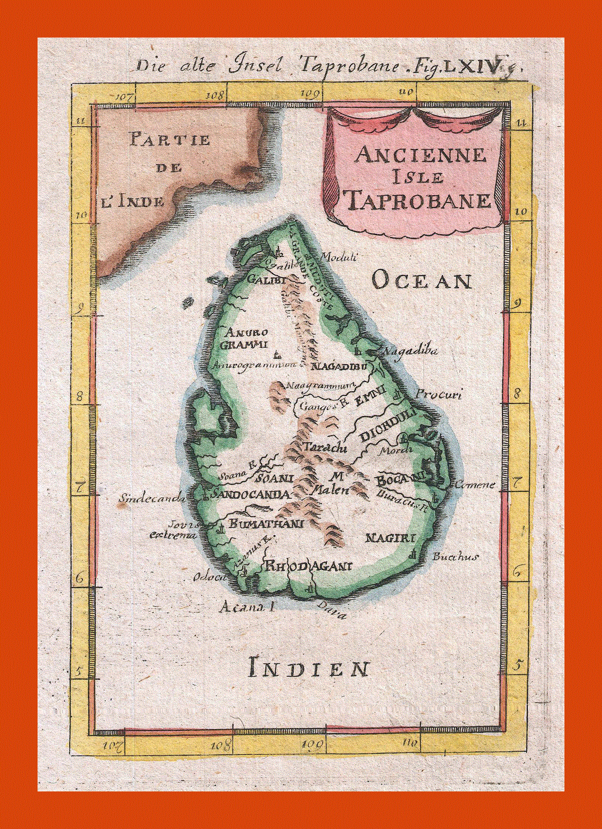 Old map of Sri Lanka (Ceylon) - 1686