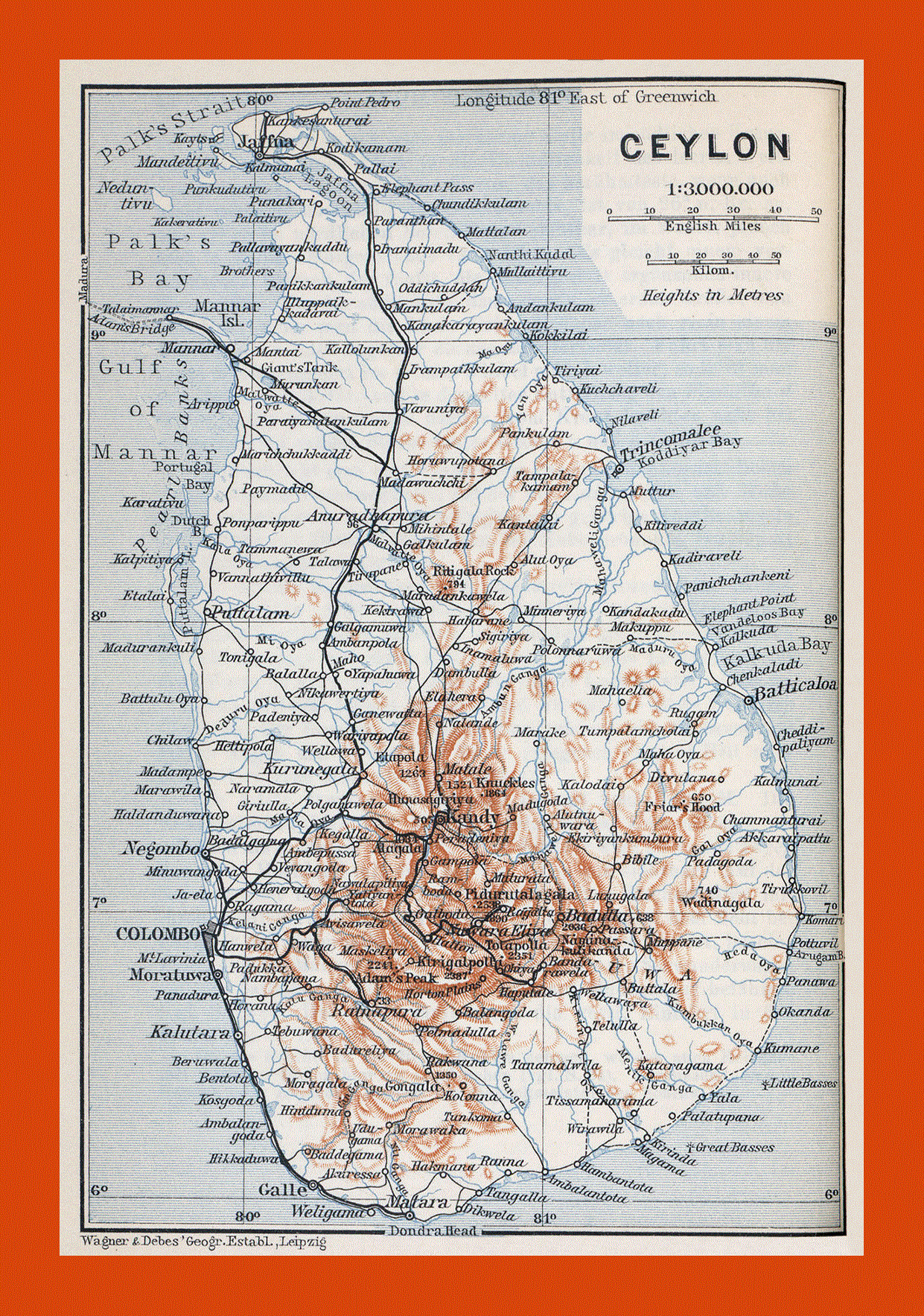 Old map of Sri Lanka - 1914