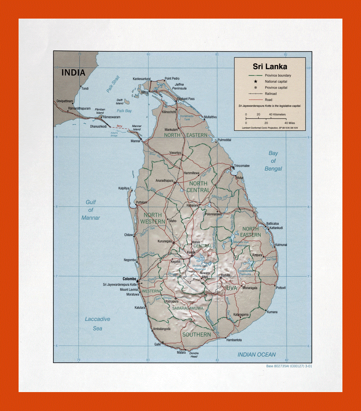 Political and administrative map of Sri Lanka - 2001