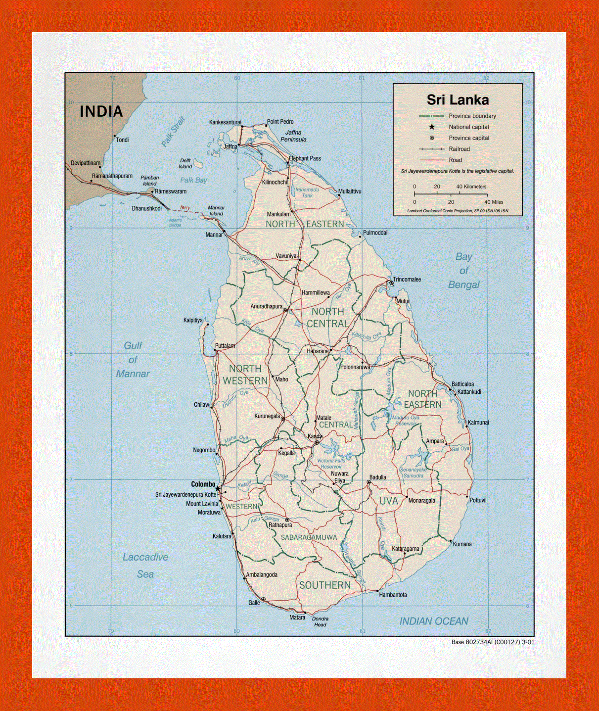 Political and administrative map of Sri Lanka - 2001