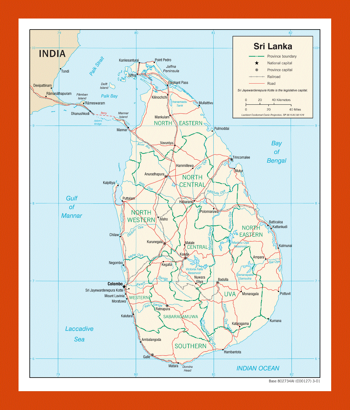 Political and administrative map of Sri Lanka - 2001