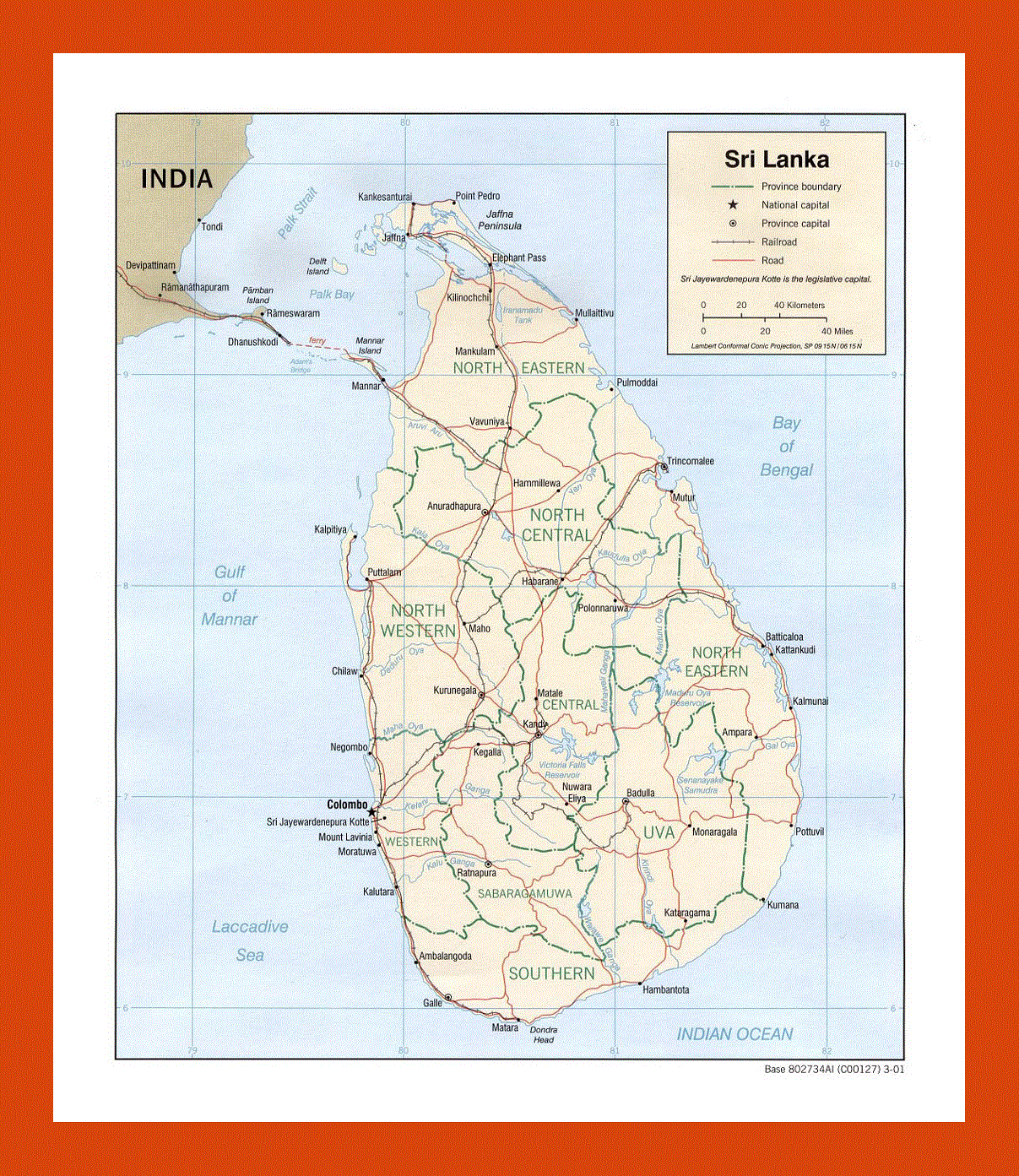 Political and administrative map of Sri Lanka - 2001