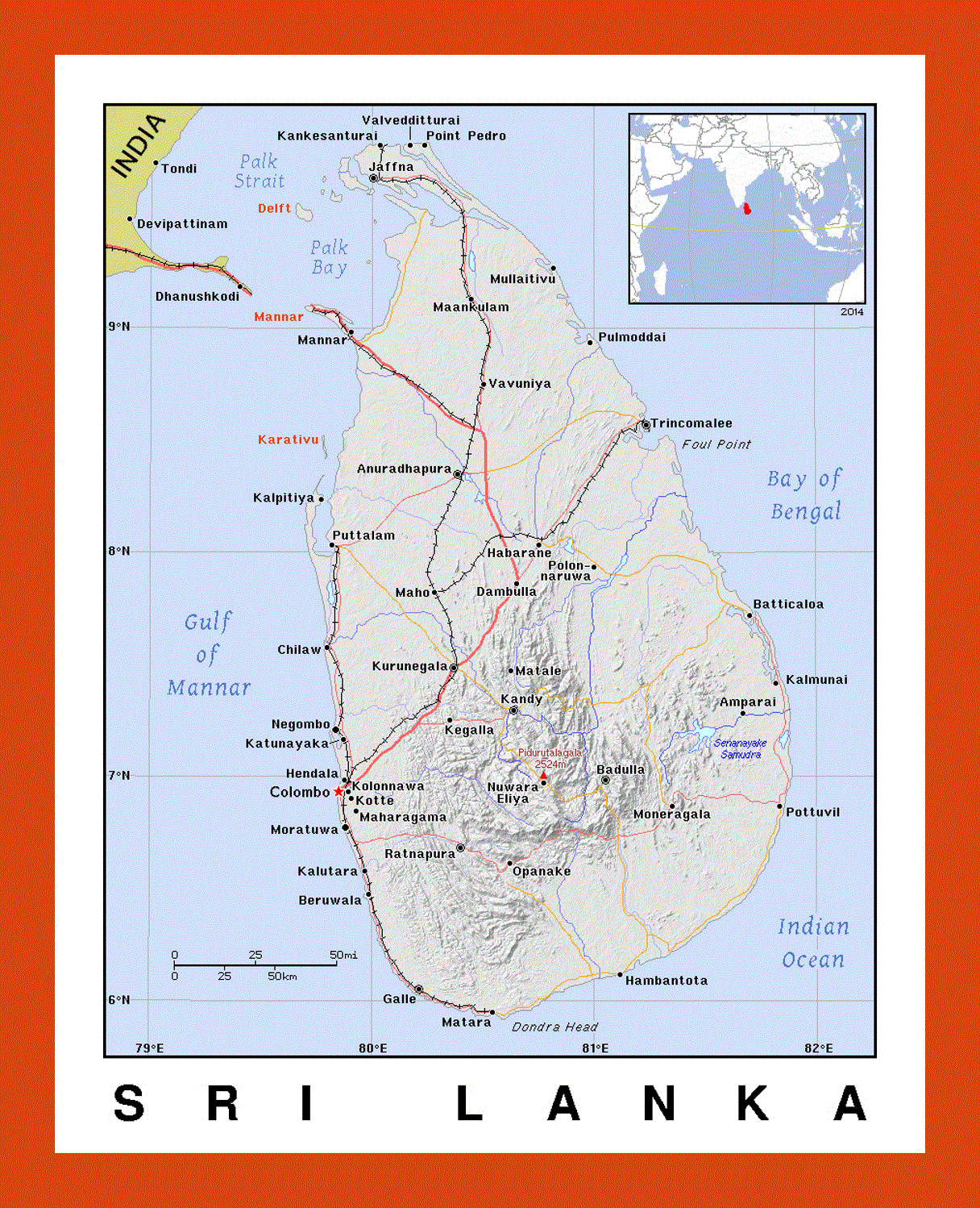 Political map of Sri Lanka