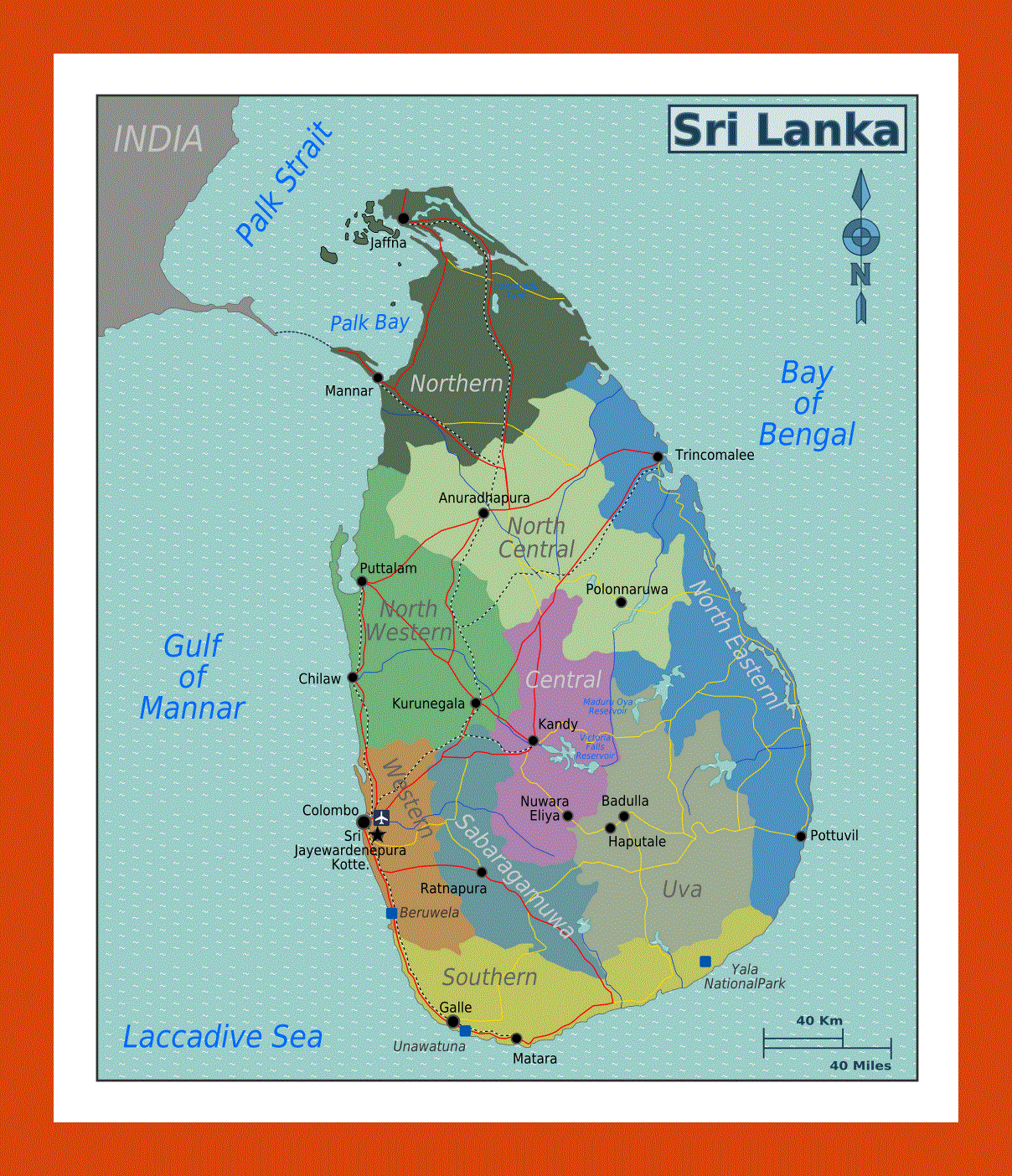 Regions map of Sri Lanka