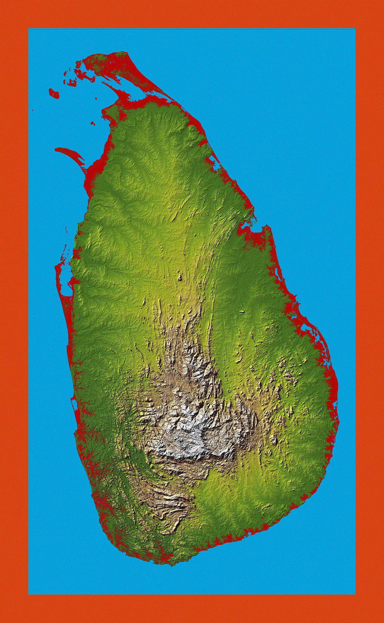 Relief map of Sri Lanka