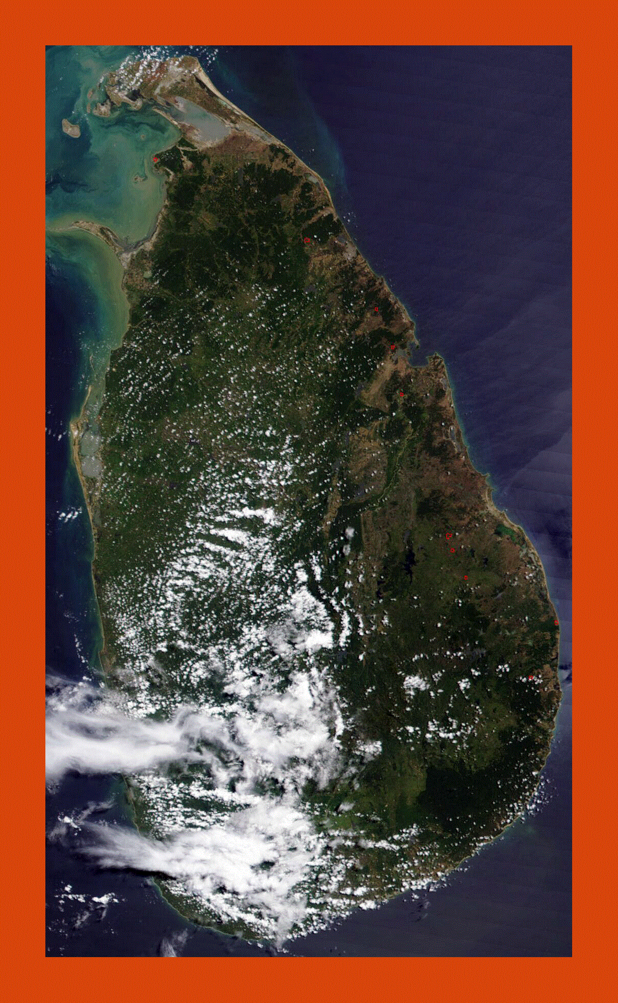Satellite map of Sri Lanka