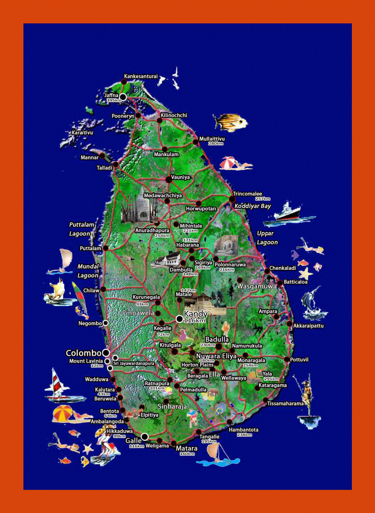 Travel map of Sri Lanka