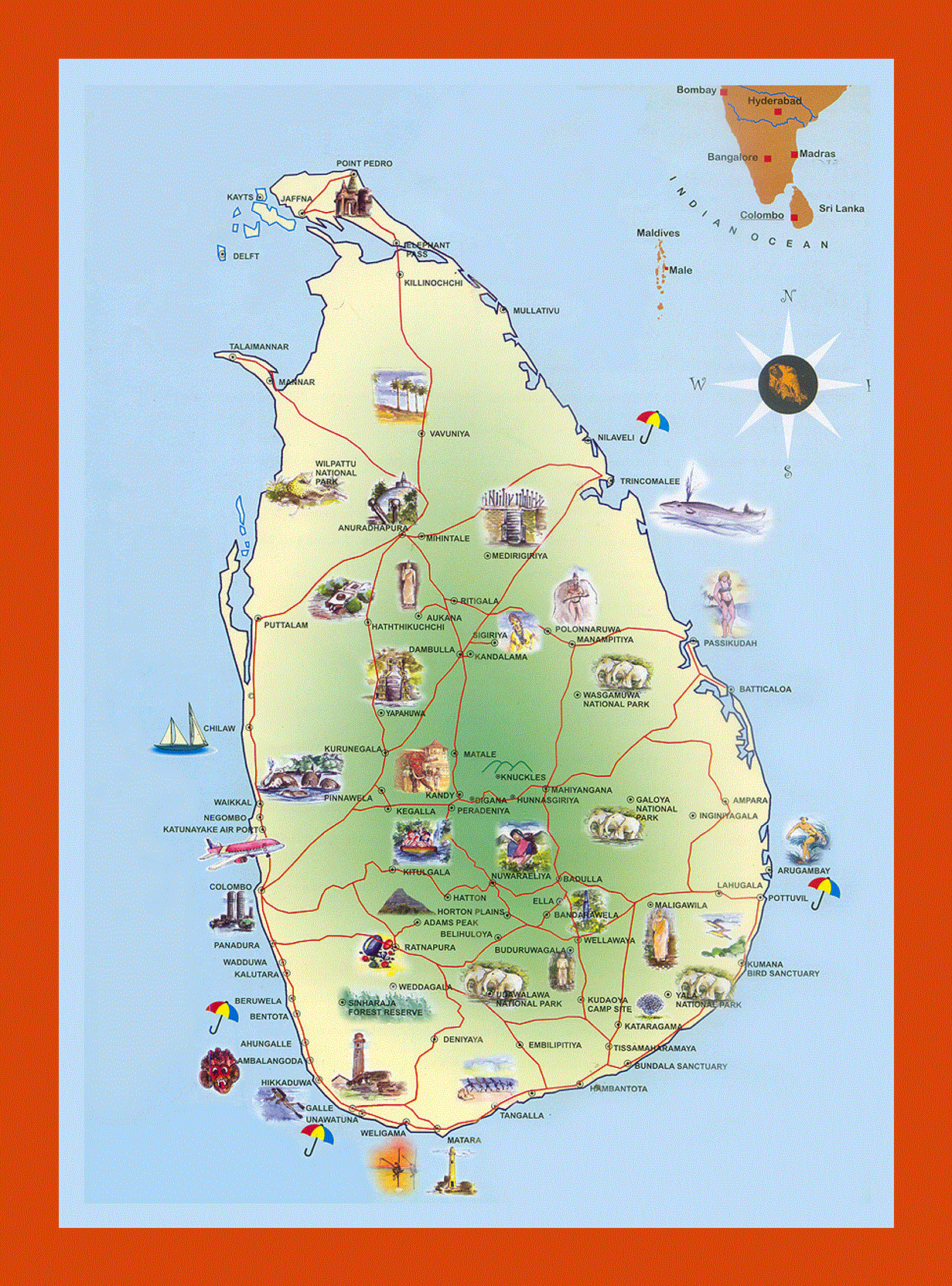 Travel map of Sri Lanka