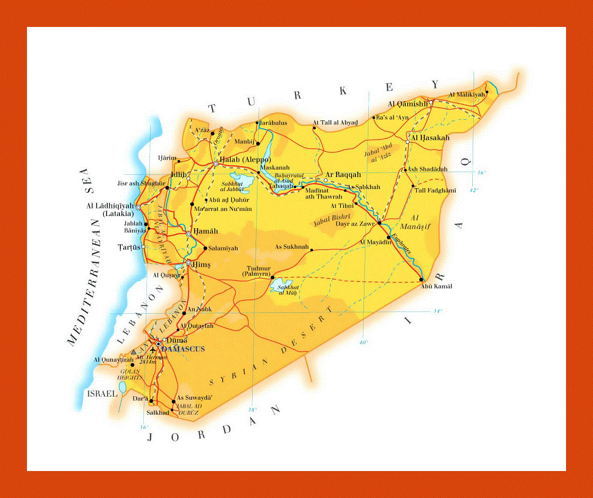 Elevation map of Syria