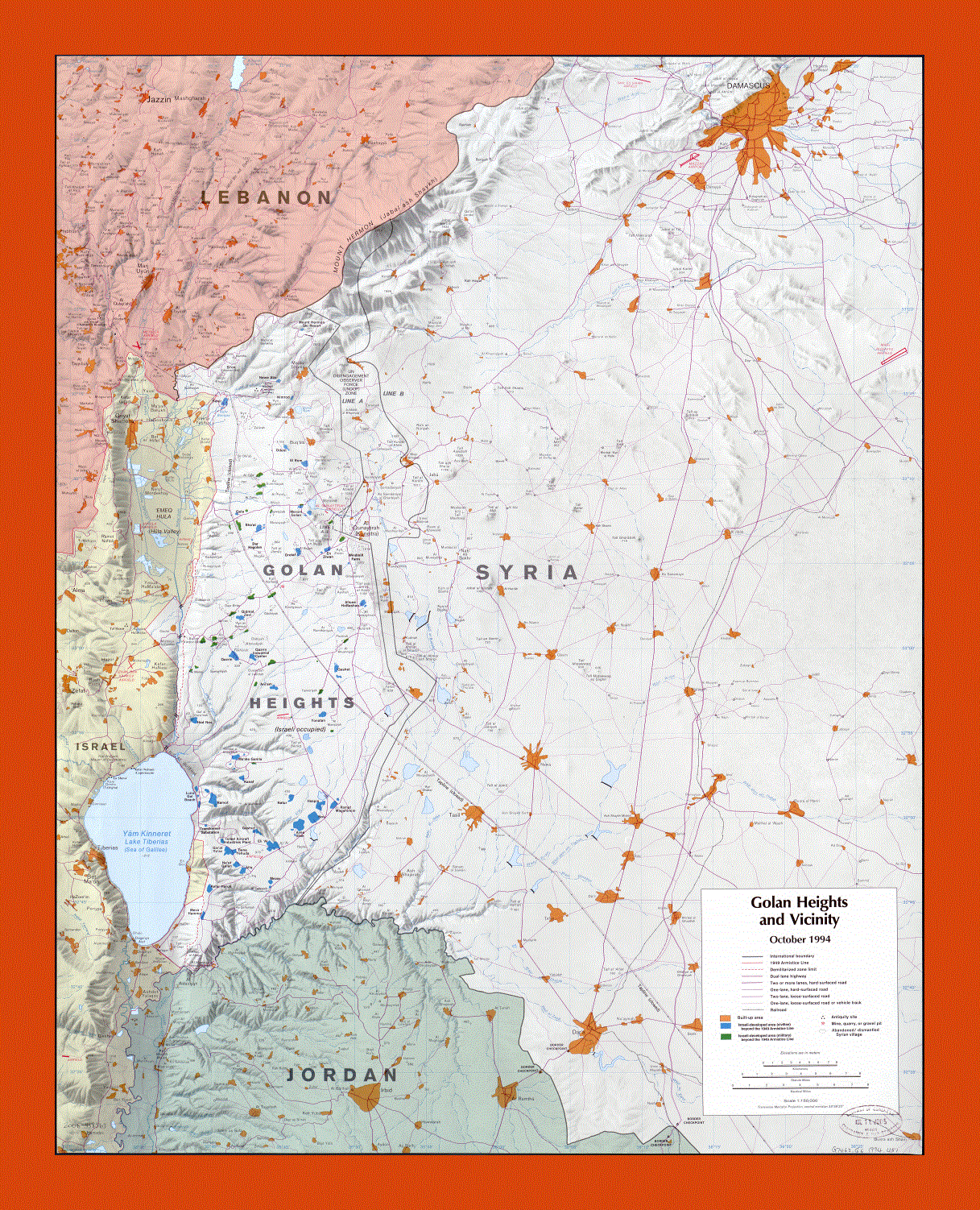 Map of the Golan Heights and vicinity - 1994
