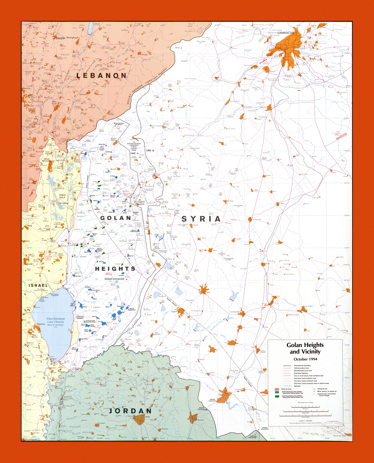 Map of the Golan Heights and vicinity - 1994