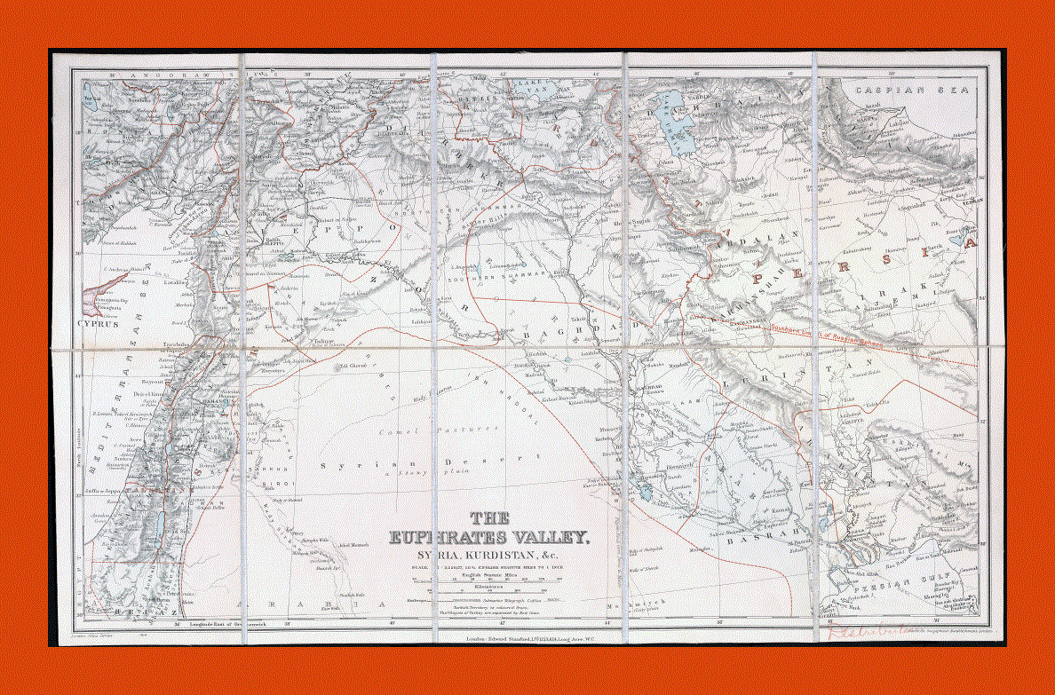 Old map of the Euphrates Valley, Syria and Kurdistan - 1900