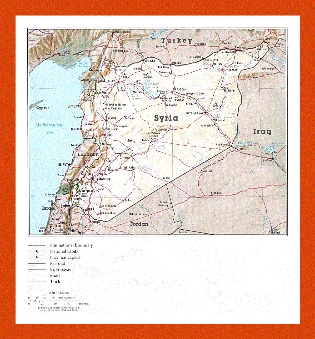 Political map of Syria - 1993