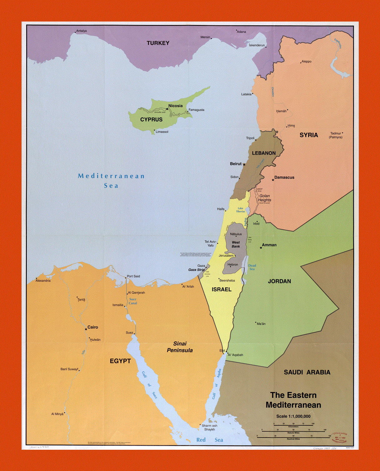 Political map of the Eastern Mediterranean - 1997