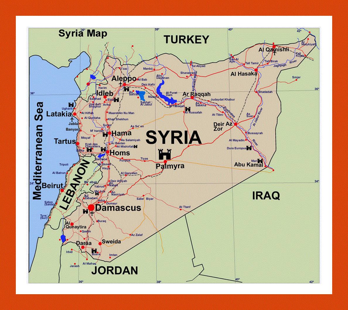 Tourist map of Syria