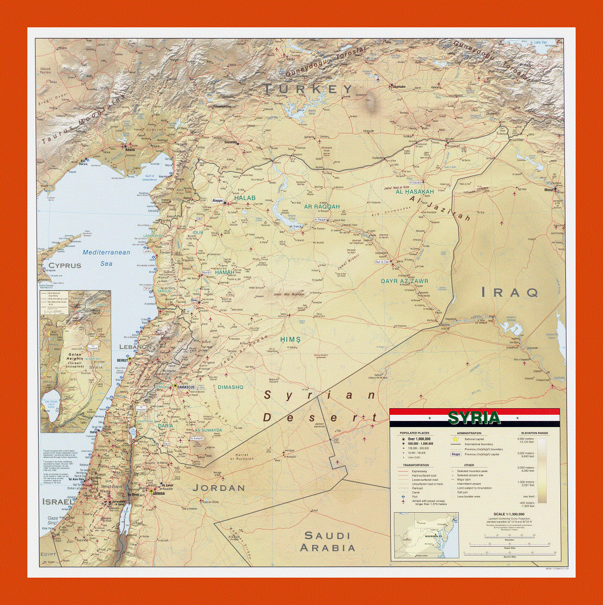 Wall map of Syria - 2004