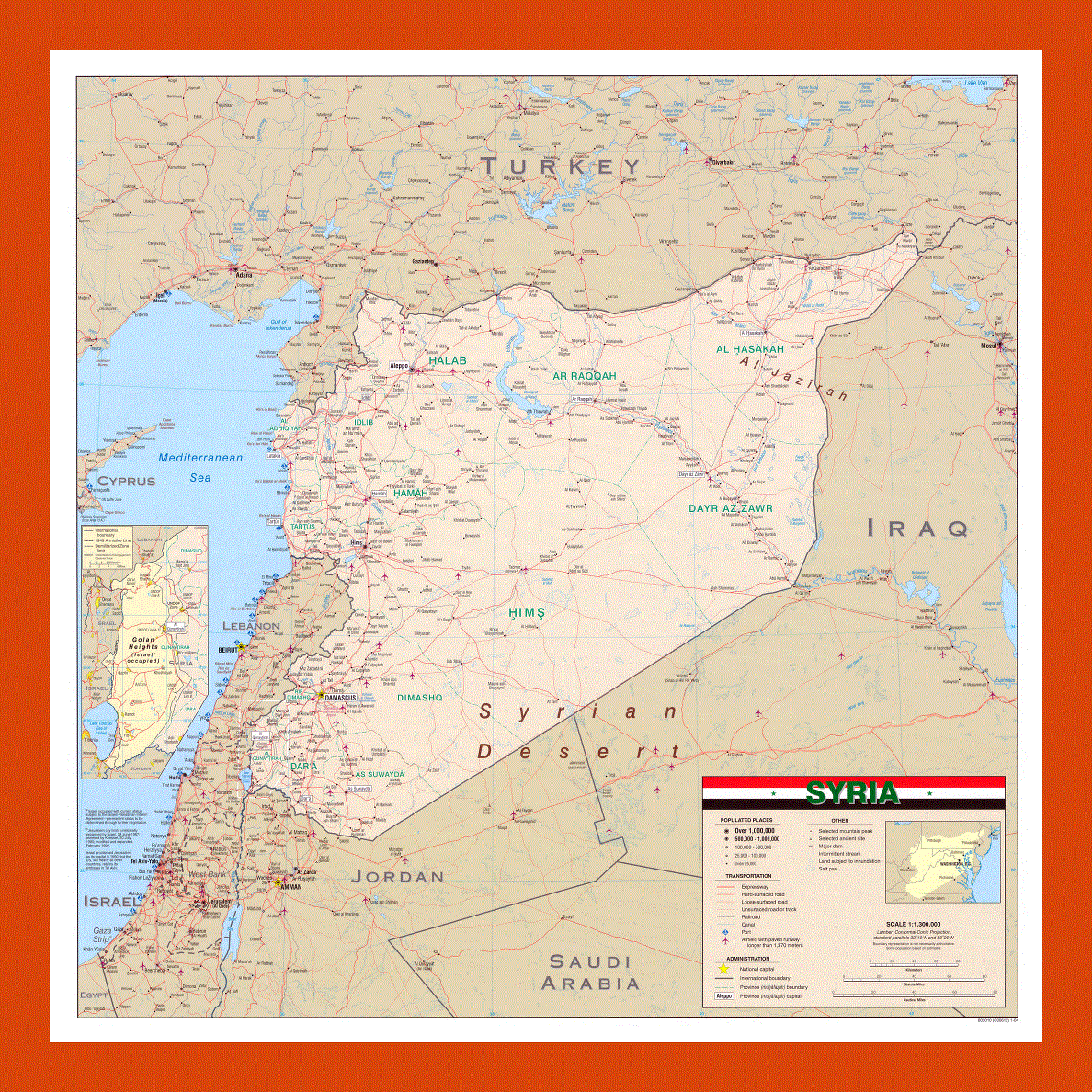 Wall map of Syria - 2004