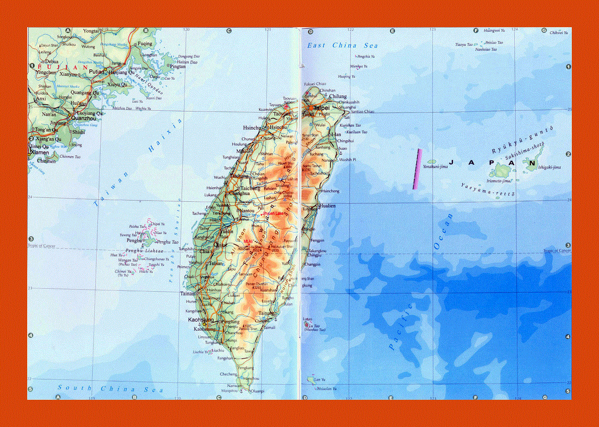 Elevation map of Taiwan