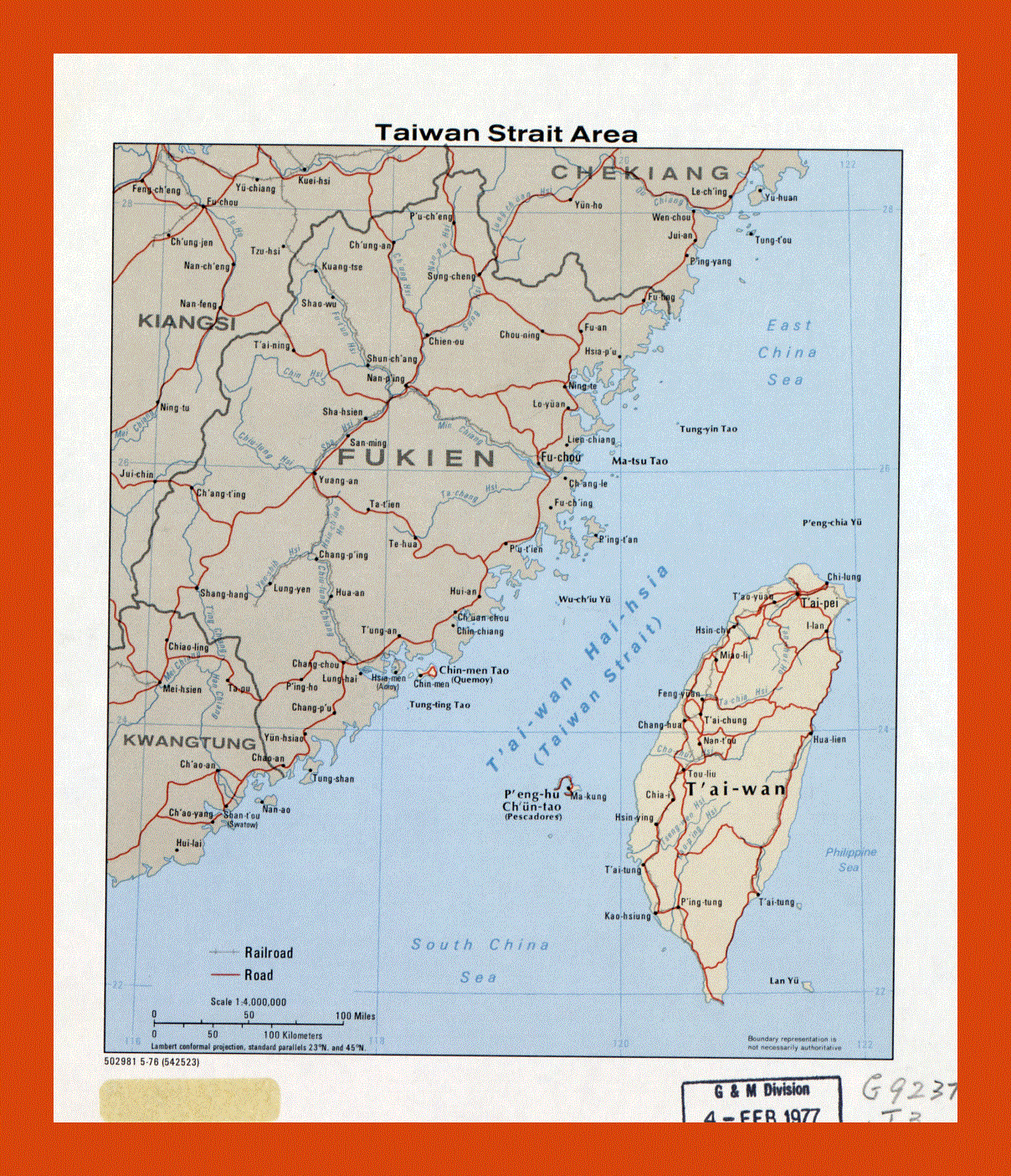 Map of Taiwan Strait Area - 1976