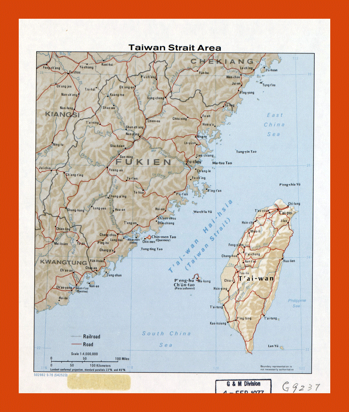 Map of Taiwan Strait Area - 1976