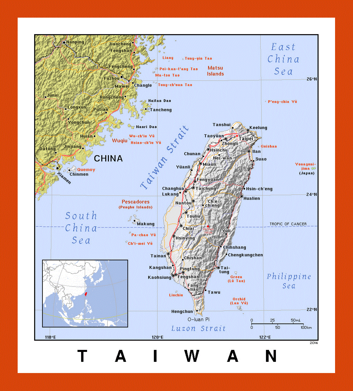 Political map of Taiwan