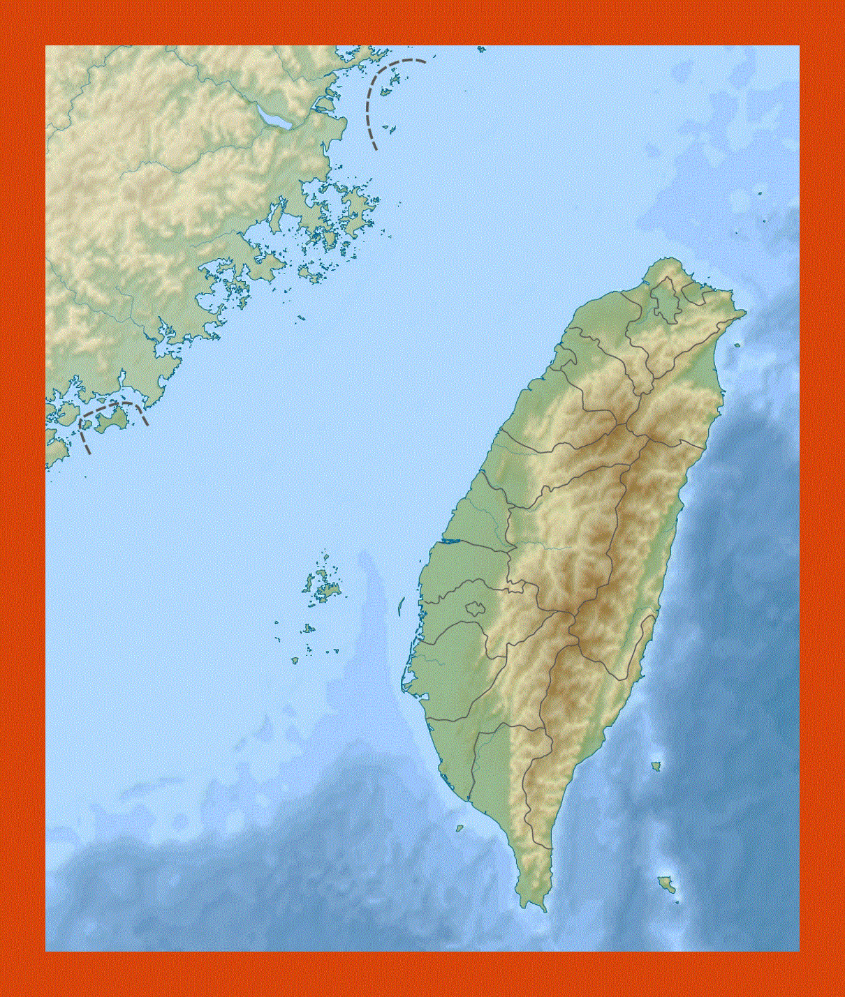 Relief map of Taiwan