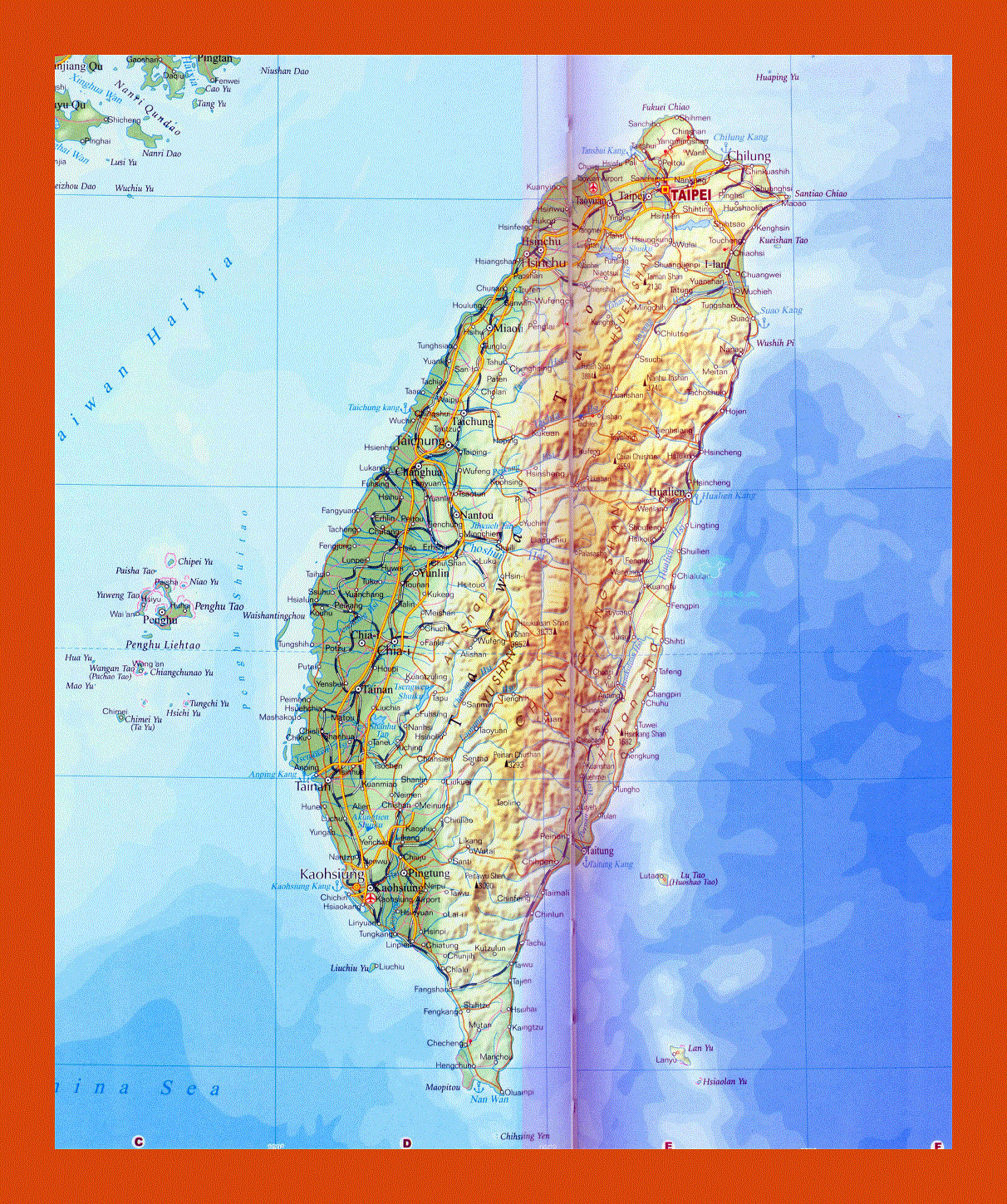 Road map of Taiwan