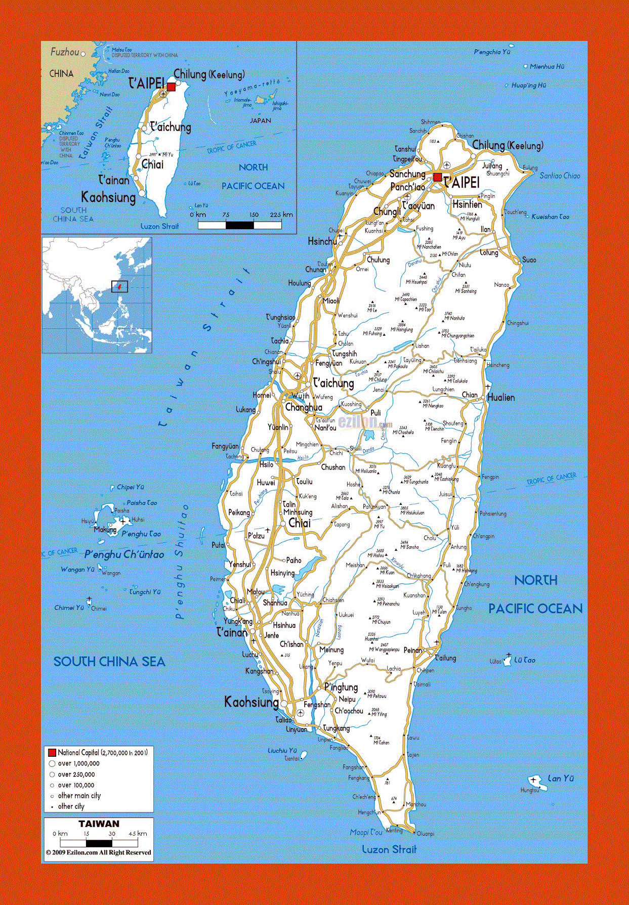 Road map of Taiwan