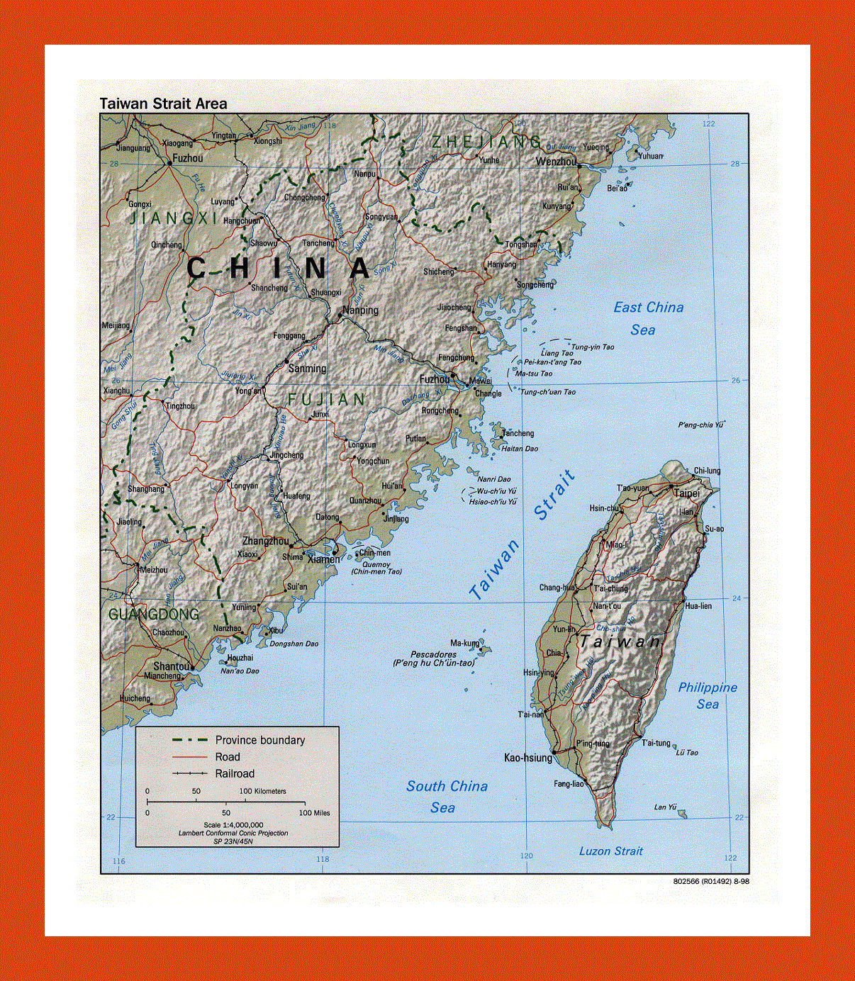 Taiwan Strait Area map - 1998