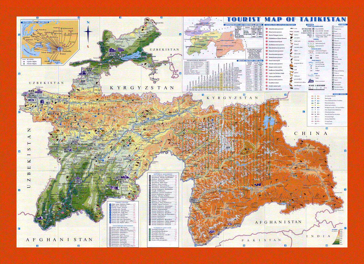 Tourist map of Tajikistan