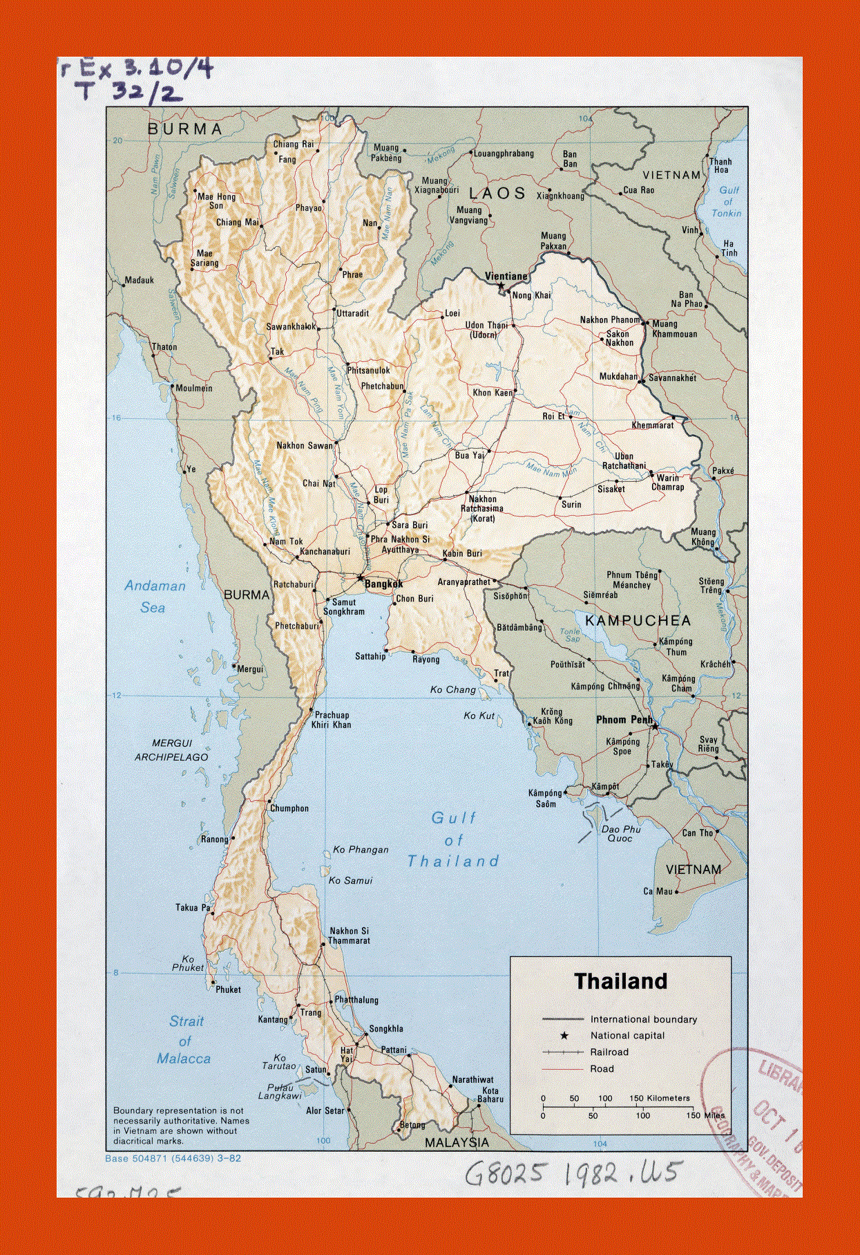 Political map of Thailand - 1982